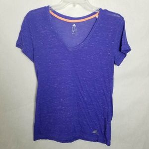 Adidas Purple Short Sleeve V-Neck T-Shirt Small